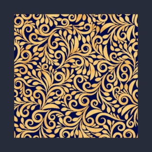 Regal gold and blue intricate pattern T-Shirt