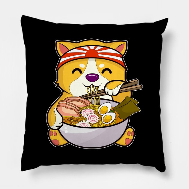 Kawaii Dog Ramen Bowl Funny Anime Noodles Puppy Pillow by theperfectpresents