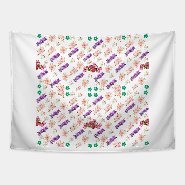 Blooming summer flowers seamless pattern Tapestry by Stephen