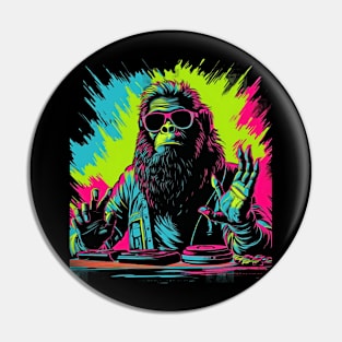 Bigfoot DJ | Funny Retro EDM Festival Bigfoot #2 Pin