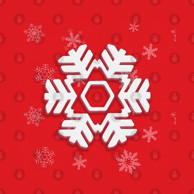 Snowflake Winter Holiday Christmas Decoration. White Snowflake on blue background. by sofiartmedia