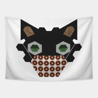 Black Cat Wearing Chocolate Donut Mask Tapestry