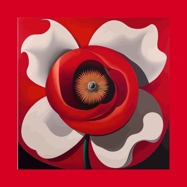 Red and White Abstract Flower After O’Keeffe by bragova