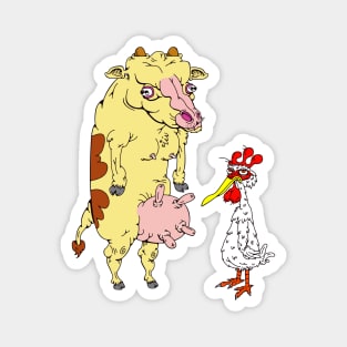 Cow and Chicken Magnet