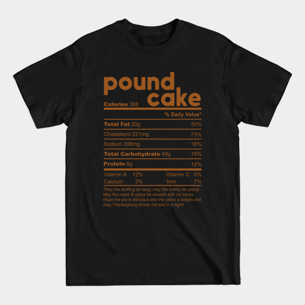 Discover Thanksgiving Pound Cake Nutritional Facts - Pound Cake Nutrition Facts - T-Shirt