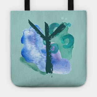 Rune Algiz On Blue Watercolor (Runes & Watercolors) Tote