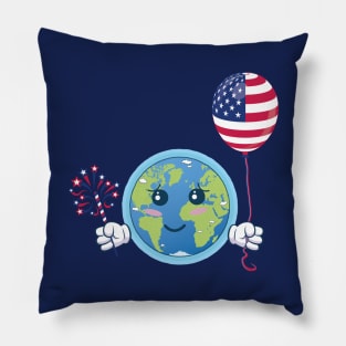 Independence Day. Earth celebrates the 4th of July Pillow