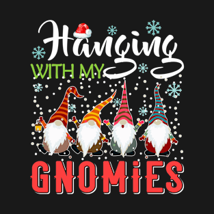 Hanging With My Gnomies Xmas Light Snowman Christmas Gift T-Shirt