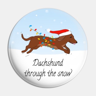 Dachshund Through the Snow, sausage dog Christmas print Pin