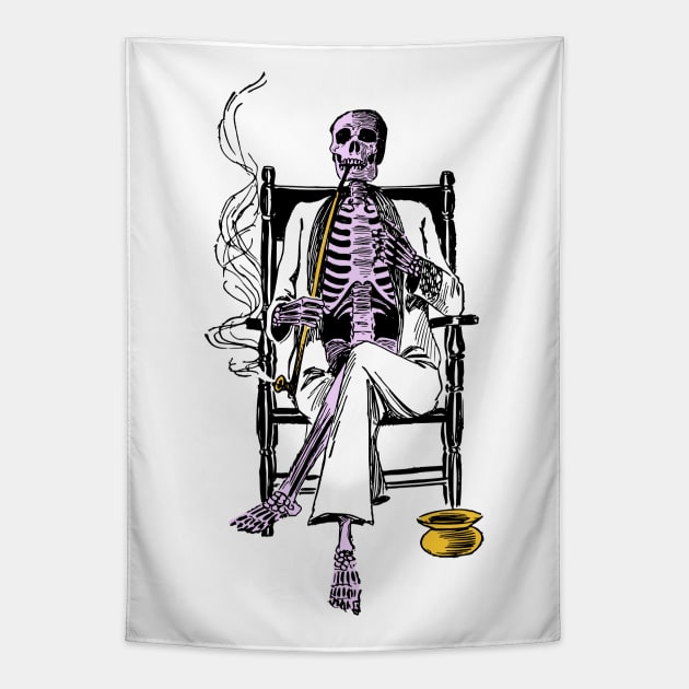 Smoking Skeleton Tapestry by NeaandTheBeard