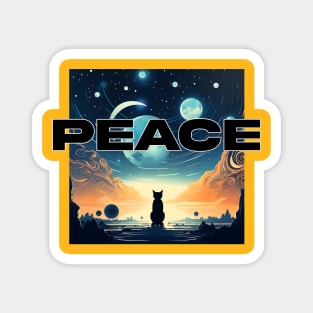 inspirational Peace: Cat Lover's Classic Design Magnet