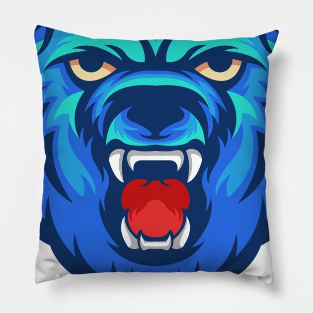 Roar of Wild Bear Pillow by VEKTORKITA