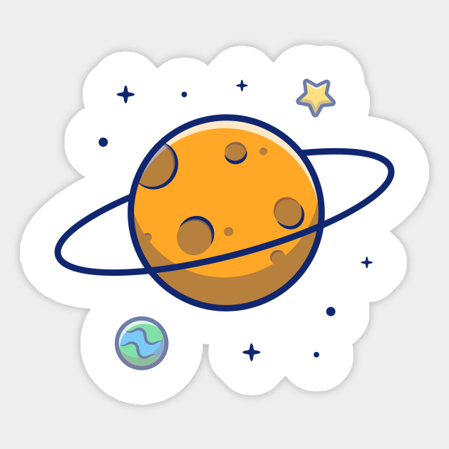Planet Saturn cartoon - Saturn - Sticker | TeePublic Planet Saturn cartoon - Saturn - Sticker | TeePublic