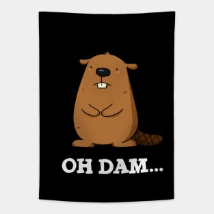 Oh Dam Cute Beaver Pun Tapestry