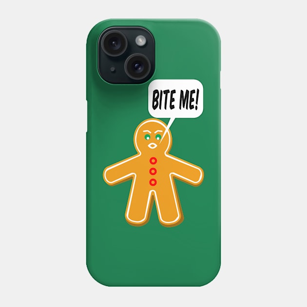 Bite Me Gingerbread Man Phone Case by skauff