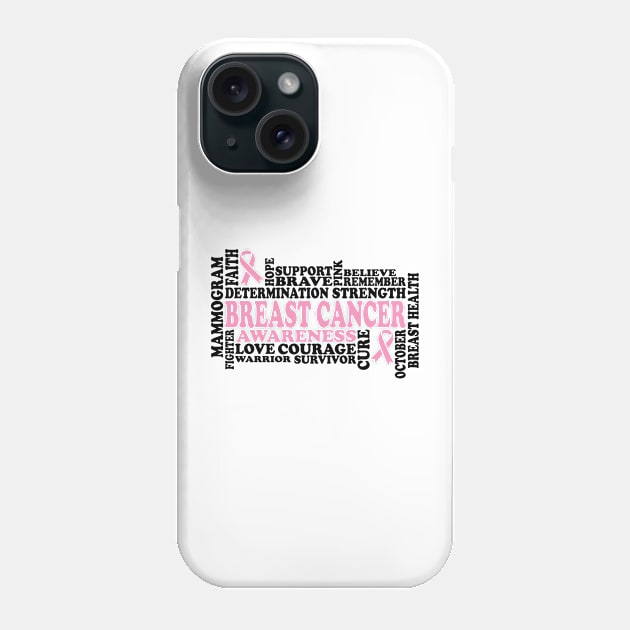 I Can Fight Cancer - Breast Cancer Support  - Survivor - Awareness Light Pink Ribbon Black Font Phone Case by Color Me Happy 123