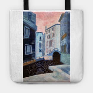 Venice Abstract, acrylics on board Tote