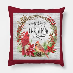 Cardinal Christmas Wreath A Pillow