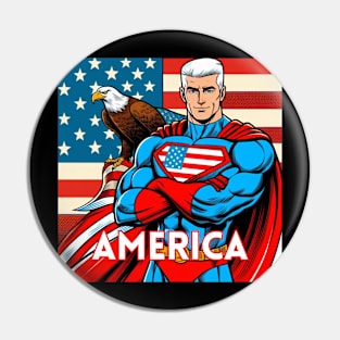 America Patriotic Comic Book Superhero Bald Eagle July 4th Pin