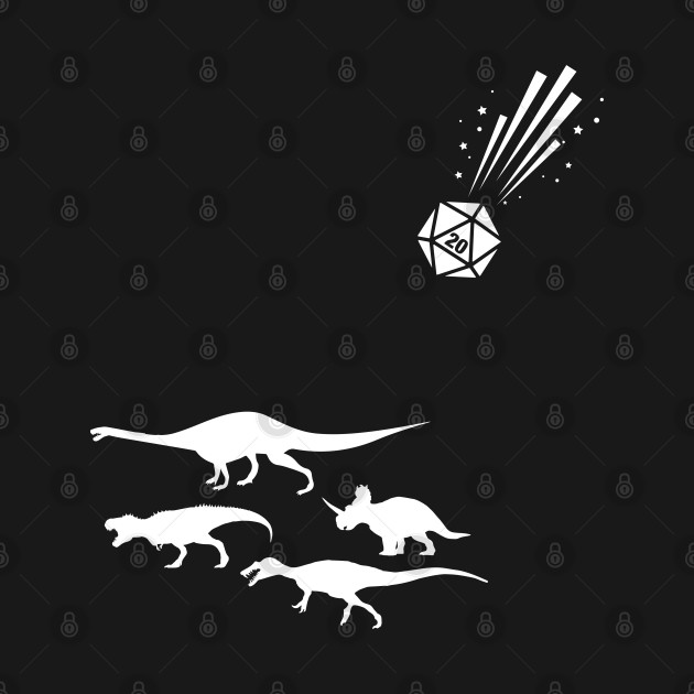 Disover Funny D20 Dice Comet Dinosaur Extinction TRPG Tabletop RPG Gaming Addict - Dungeons And Dragons - T-Shirt