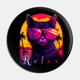 Cat in sunglasses, relax Pin