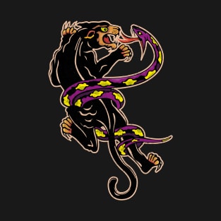 Traditional Tattoo Panther and Snake T-Shirt