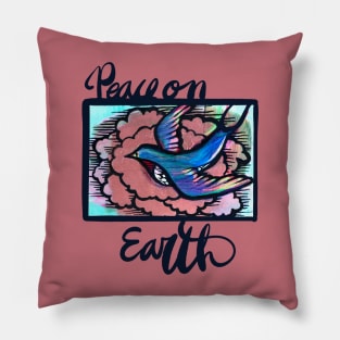 Swallow Peace on Earth Bird Pillow