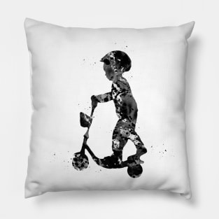 Little boy with scooter Pillow