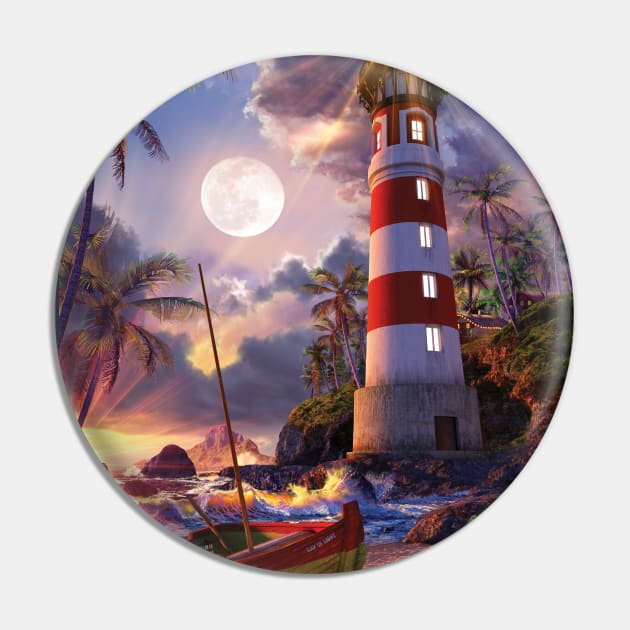 Lighthouse Beach Pin by David Penfound Artworks