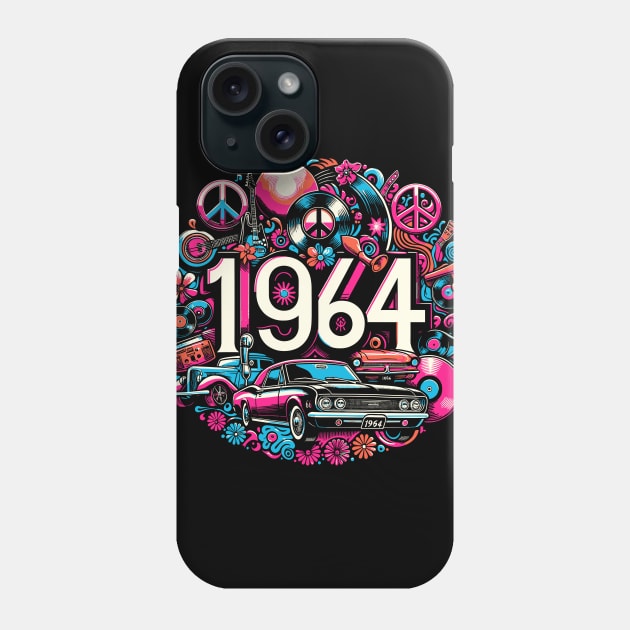 Vibrant 1964 Retro Nostalgic Year Design Phone Case by Xeire