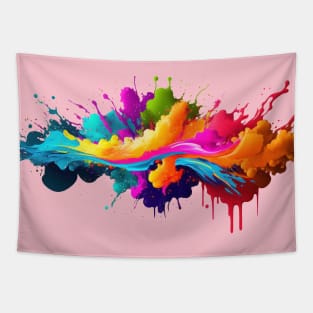 Rainbow wave. Colorful paint splash. Tapestry