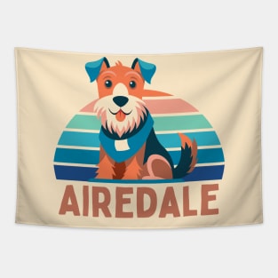 Cute Airedale Terrier Retro Cartoon Tapestry