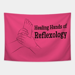 Healing Hands of Reflexology (black text) (foot reflexology) Tapestry