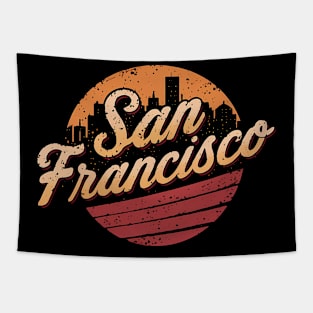 San Francisco City Vintage Retro Sunset Tapestry