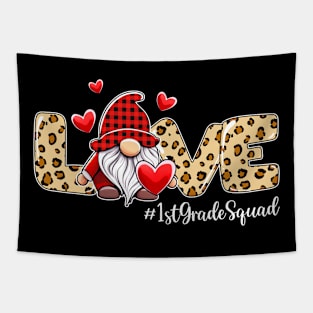 Love 1st Grade Squad Gnome Valentine Gnome Teacher Leopard Tapestry