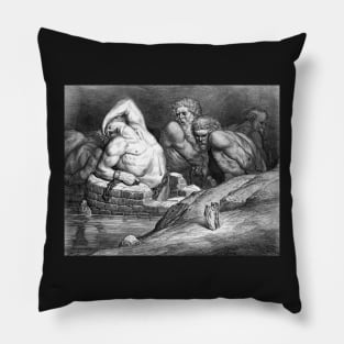 The Titans and Giants in Hell - Dante's Inferno -Gustave Dore Pillow