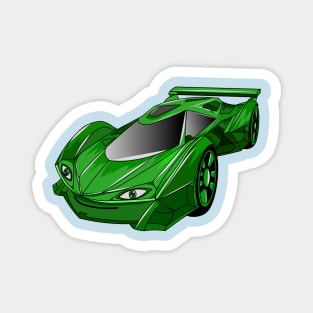 Green sports car with airfoil illustration Magnet
