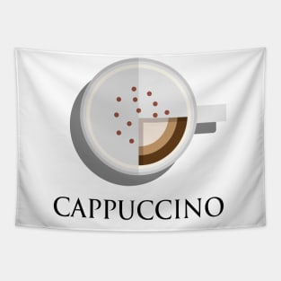 Hot cappuccino coffee cup top view in flat design style Tapestry