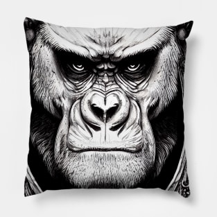 Gorilla Ape Wild Nature Illustration Line Epic Illustration Line Art Pillow