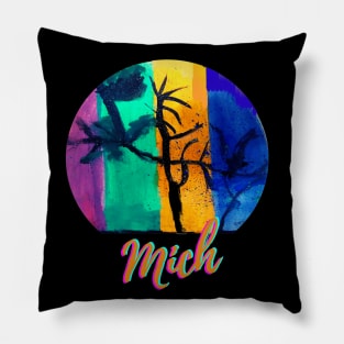 Me Mich Watercolor retro vintage sunsets design Pillow