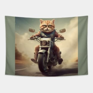 The Cat and Moto Race Tapestry