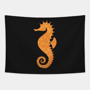 Bright Orange Faux Glitter Seahorse Tapestry