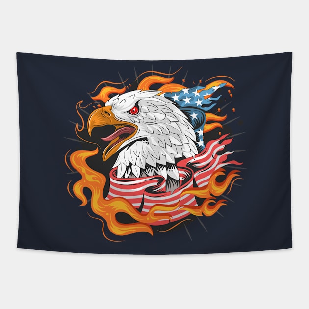 eagle American flag Tapestry by Mako Design 