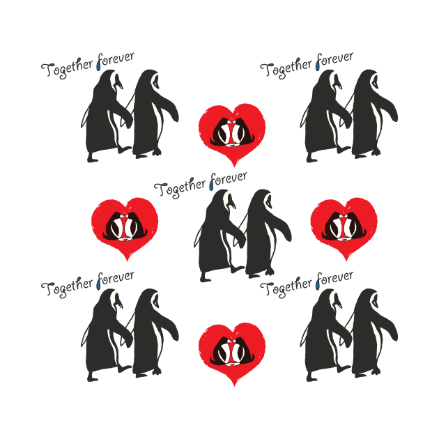 Together forever penguin pattern by drknice