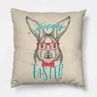 Cute Happy Easter egg geek rabbit Pillow