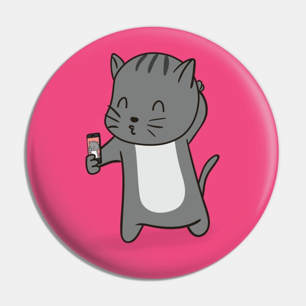 Selfie Kitty Pin by cartoonbeing