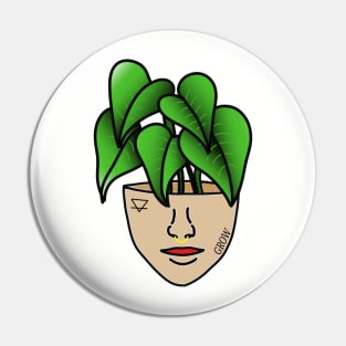 Tropical Plant Person With Face Tattoos and Septum Piercing Pin