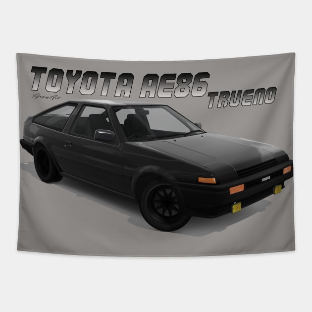 Toyota AE86 Trueno Black Tapestry by PjesusArt