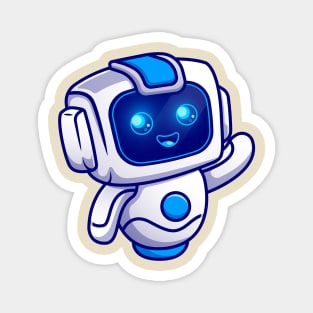 Cute Robot Waving Hand Cartoon Magnet