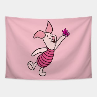 Little Pig with Awareness Ribbon Butterfly (Pink) Tapestry